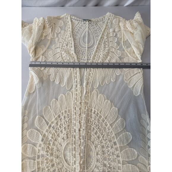 Rebellion Again Womans M‎ Boho Beach Lace Kimono Duster Cardigan Duster Cover Up - Picture 8 of 9